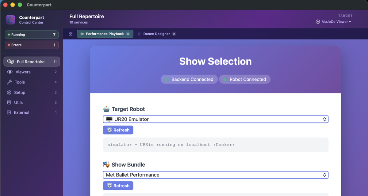 Performance Playback interface